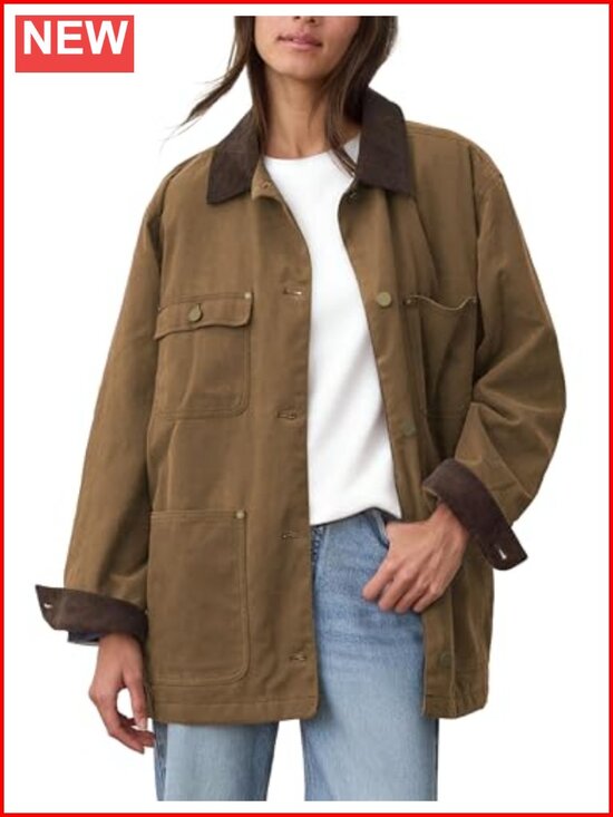 Jackets & Blazers - Oversized Vintage Corduroy Collar Barn Jacket Women Utility Coat
